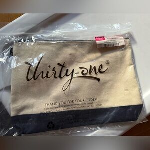 Thirty-One Canvas Pouch with Navy Base